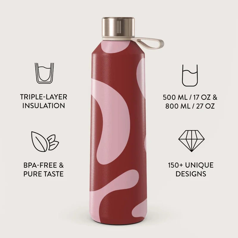 بورجا زجاجة مياه بورغا. حافظ على مشروباتك في درجة الحرارة المثالية وعلى أناقتك لا تشوبها شائبة، سواء في صالة الألعاب الرياضية أو المكتب أو في الهواء الطلق (مرن) (500 مل)